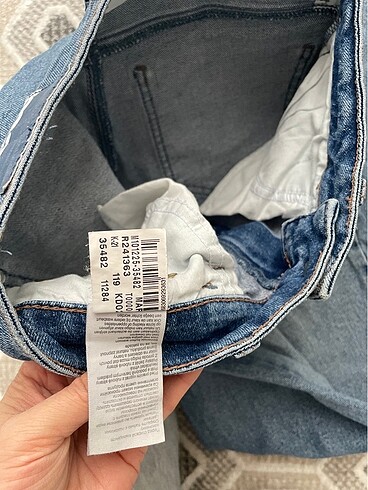 s Beden mavi Renk Mavi orta bel kot pantolon boru paça
