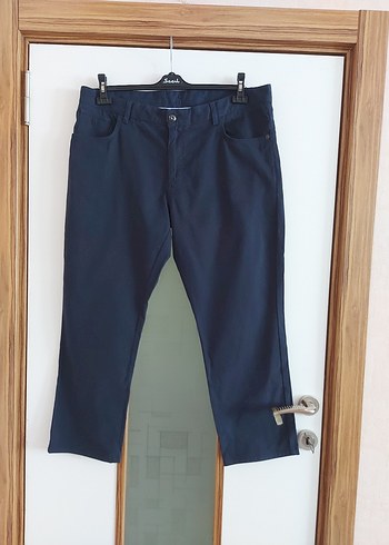 Erkek Lacivert Kemerli Regular Fit Denim Pantolon