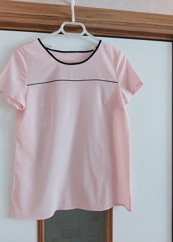 American Vintage Pembe Kısa Kollu Basic Kadın Bluz