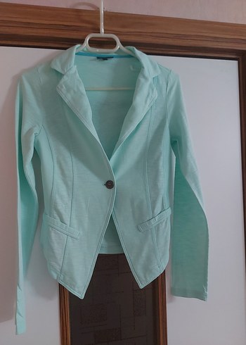 xs Beden Düğmeli Denim Kadın Blazer