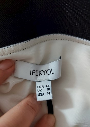 Bej Desenli Kısa Ofis Eteği - Görsel 5