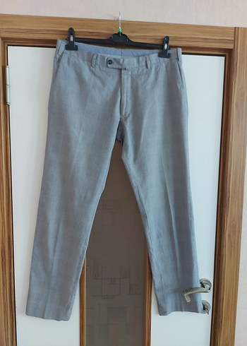 Massimo Dutti Gri Erkek Denim Kemerli Pantolon