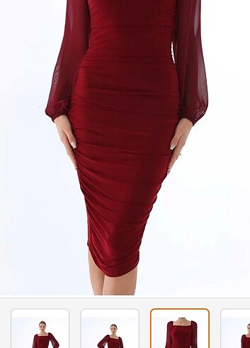 Bordo Abiye Elbise 