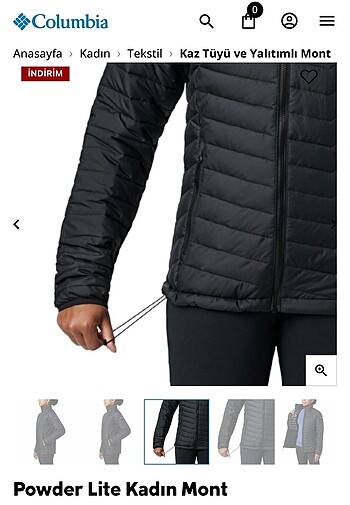 xl Beden siyah Renk Columbia powder lite kaz tüyü mont