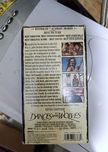 Dances with Wolves VHS Kaset Kevin Costner - Görsel 2