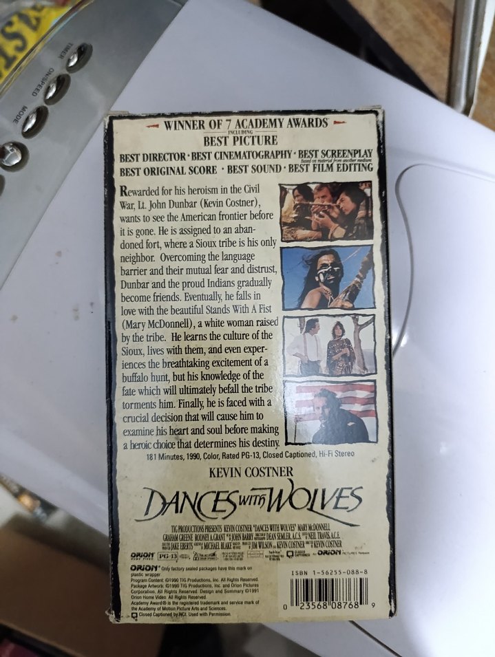 Dances with Wolves VHS Kaset Kevin Costner - Görsel 2