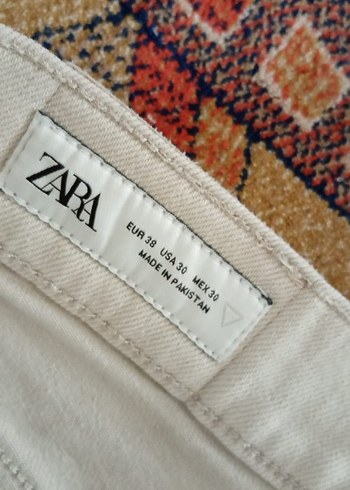 Krem rengi Erkek Regular Fit Kemerli Kot Pantolon - Görsel 3