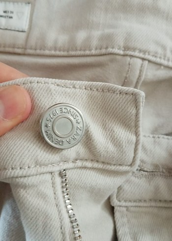 Krem rengi Erkek Regular Fit Kemerli Kot Pantolon - Görsel 2