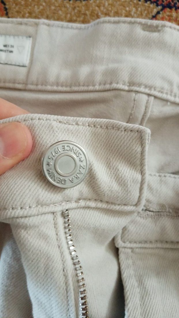 Krem rengi Erkek Regular Fit Kemerli Kot Pantolon - Görsel 2