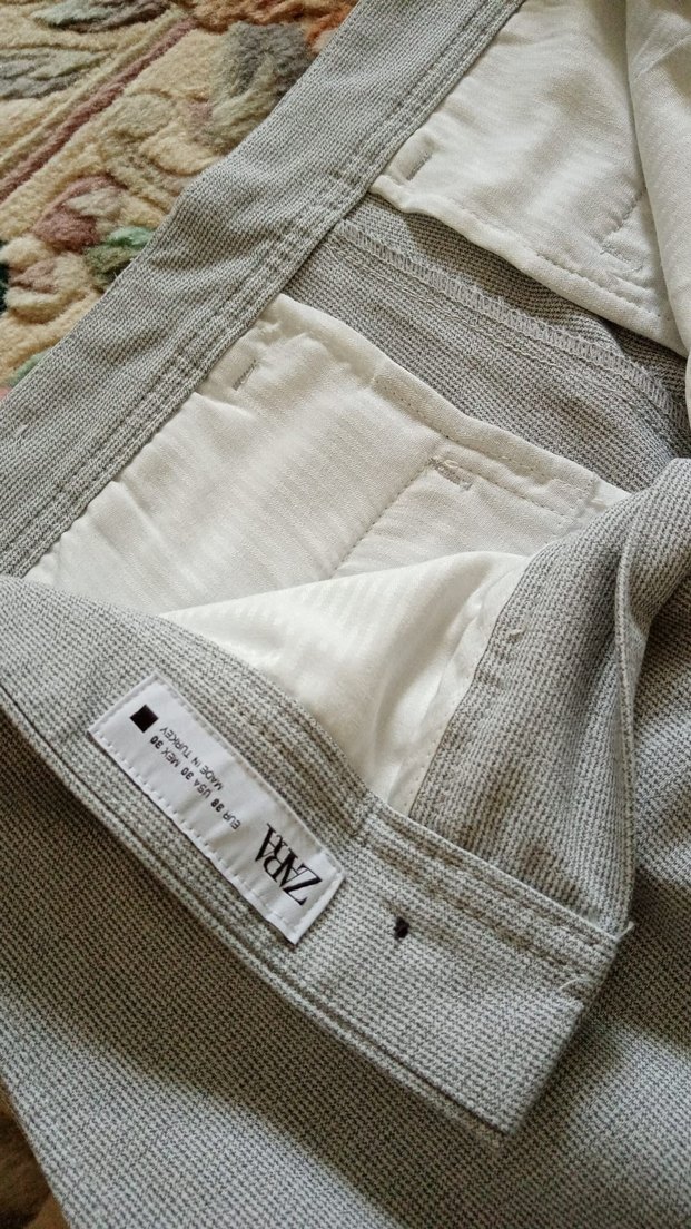 Zara Erkek Gri Düğmeli Pamuklu Erkek Pantolon - Görsel 2