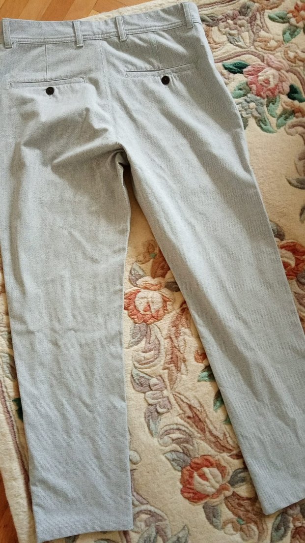 Zara Erkek Gri Düğmeli Pamuklu Erkek Pantolon - Görsel 4