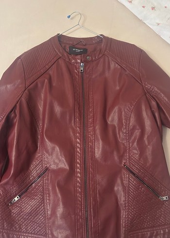 LC Waikiki Bordo Deri Gorunumlu Sik Ceket