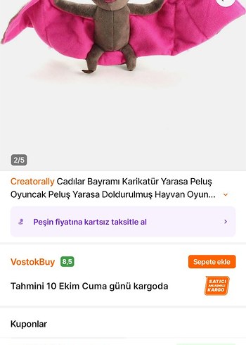 Creatorally Cadılar Bayramı Yarasa Peluş Oyuncak