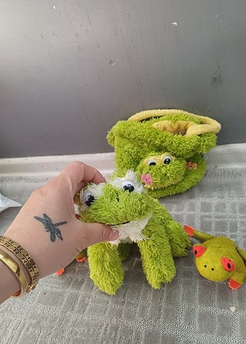 E.L.F Yeşil Peluş Kurbağa Oyuncak Seti