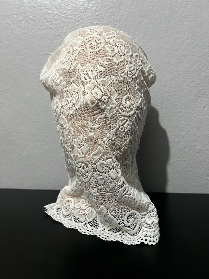 Beyaz Dantel Yüz Maskesi - Görsel 2