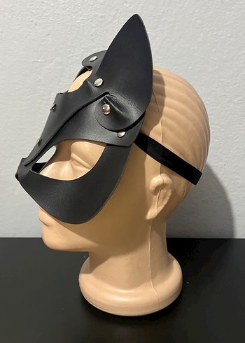 Siyah Deri Kedi Maskesi - Görsel 2
