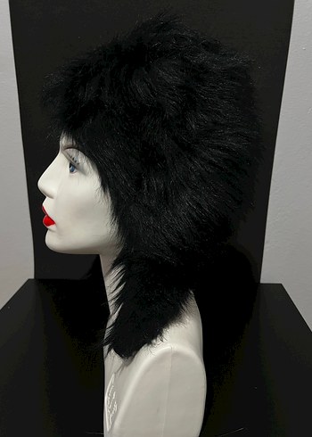 Kadın Siyah Kürklü Gotik Şapka - Görsel 5