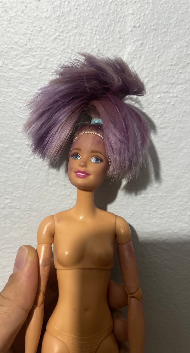 Mor Saçlı Eklemli Bebek - Görsel 2