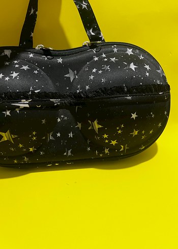Yıldız Desenli Siyah Biker Sütyen çanta - Görsel 2