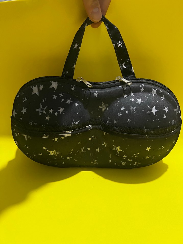 Yıldız Desenli Siyah Biker Sütyen çanta - Görsel 3