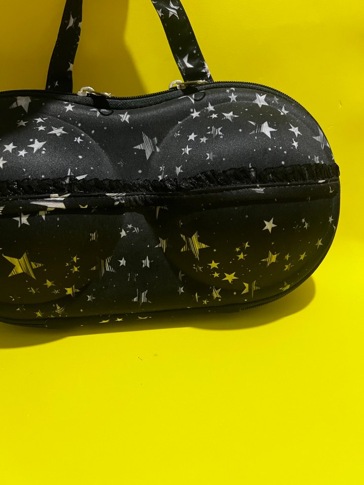 Yıldız Desenli Siyah Biker Sütyen çanta - Görsel 2