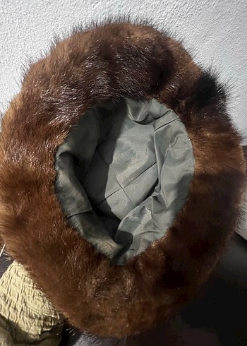 Kahverengi Kürklü Kadın Yün Şapka - Görsel 8