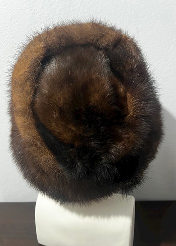 Kahverengi Kürklü Kadın Yün Şapka - Görsel 3