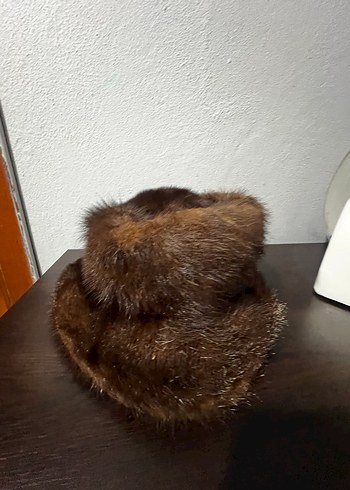 Kahverengi Kürklü Kadın Yün Şapka - Görsel 4