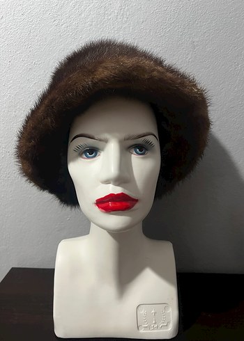 Kahverengi Kürklü Kadın Yün Şapka - Görsel 2