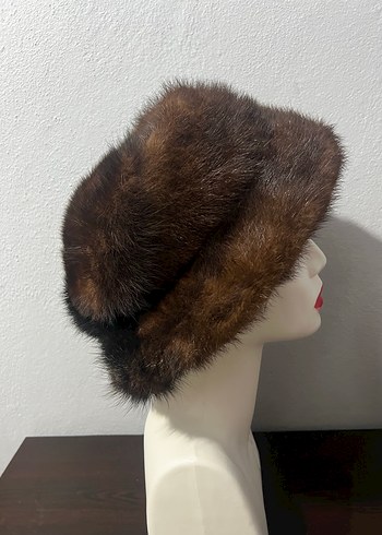 Kahverengi Kürklü Kadın Yün Şapka - Görsel 7