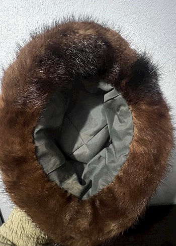 Kahverengi Kürklü Kadın Yün Şapka - Görsel 5