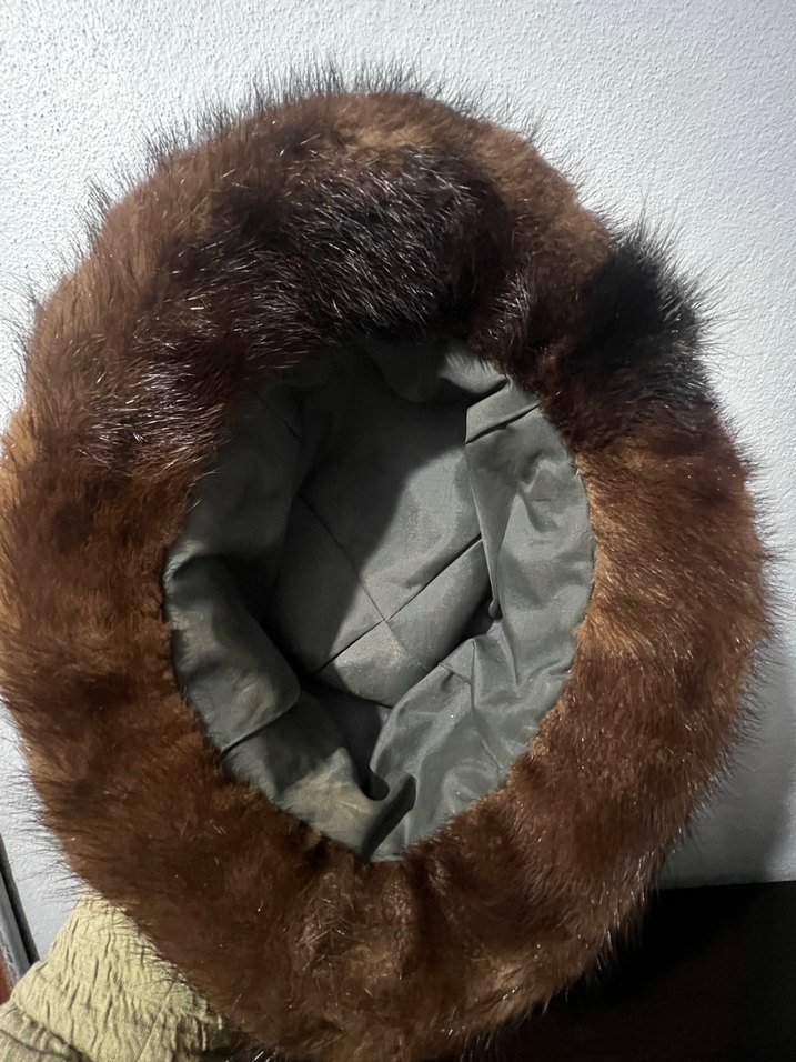 Kahverengi Kürklü Kadın Yün Şapka - Görsel 5