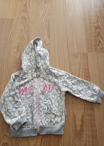 Kız Çocuk Gri Kapüşonlu Fermuarlı Sweatshirt
