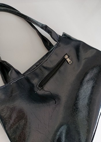 Kadın Siyah Deri Tokalı Çanta - Görsel 3