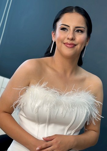 40 Beden Askısız, Uzun Beyaz Düz Gelinlik