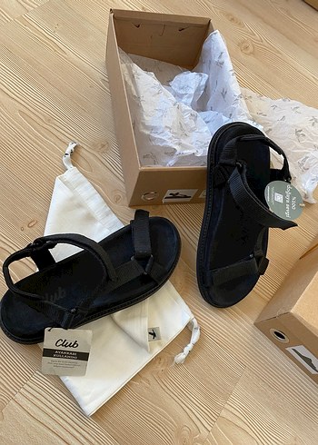 Erkek Siyah Cırt Cırtlı Sandalet - Görsel 3