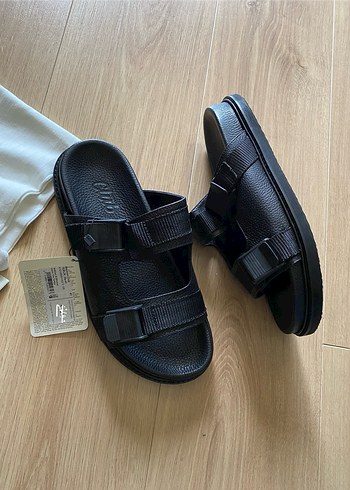 Siyah Erkek Minimalist Tokalı Sandalet - Görsel 2