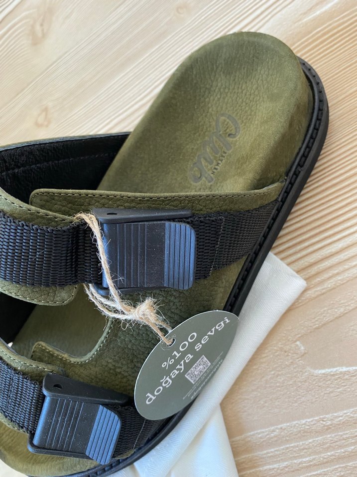 Yeşil Erkek Kauçuk Toka Detaylı Sandalet - Görsel 5