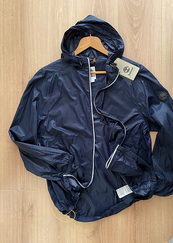 Erkek Lacivert Parlak Kapüşonlu Ceket - Görsel 13