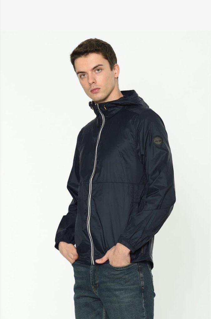 Erkek Lacivert Parlak Kapüşonlu Ceket - Görsel 4