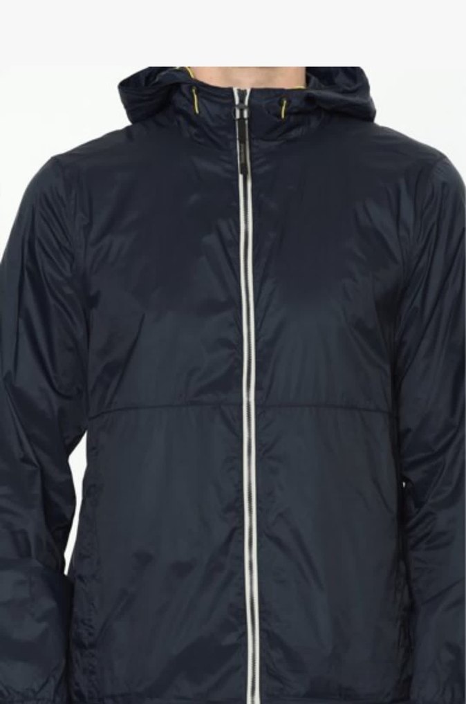 Erkek Lacivert Parlak Kapüşonlu Ceket - Görsel 2