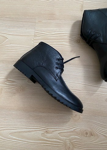 Siyah Erkek Bağcıklı deri Bot - Görsel 5