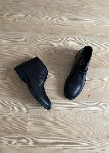 Siyah Erkek Bağcıklı deri Bot - Görsel 9