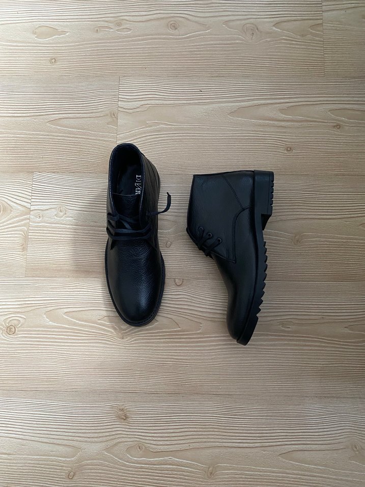 Siyah Erkek Bağcıklı deri Bot - Görsel 4