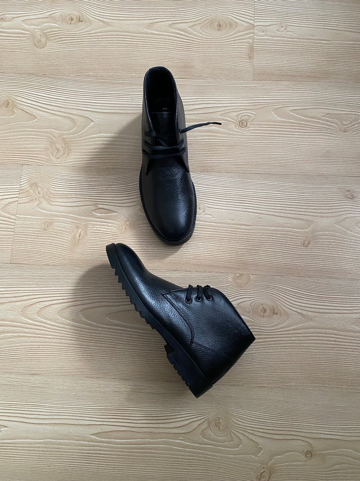 Siyah Erkek Bağcıklı deri Bot - Görsel 2