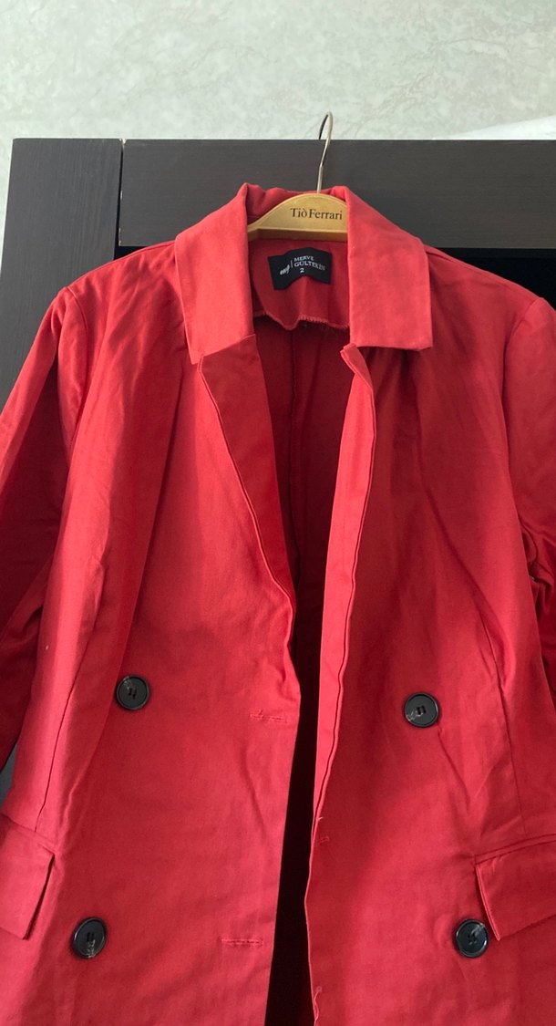 Kırmızı Kadın blazer - Görsel 3