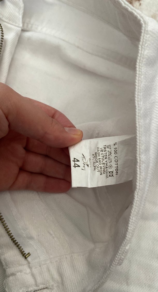 Beyaz Kot Kadın Uzun Pantolon - Görsel 3