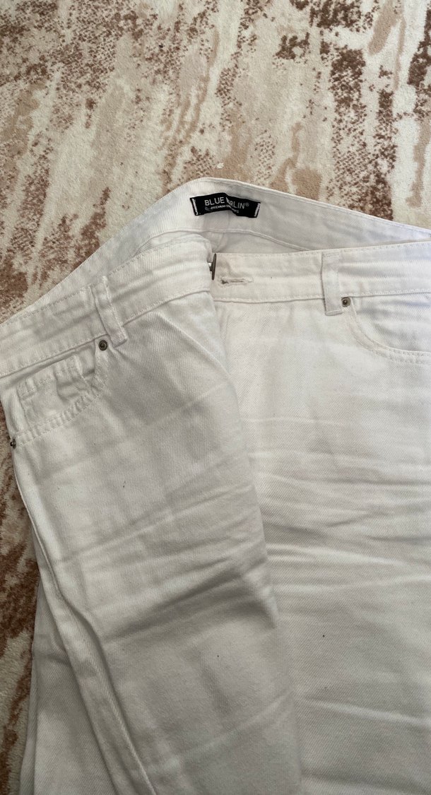 Beyaz Kot Kadın Uzun Pantolon - Görsel 2