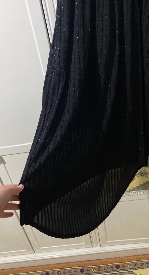 Siyah Uzun Pilili Kadın Elbise - Görsel 2