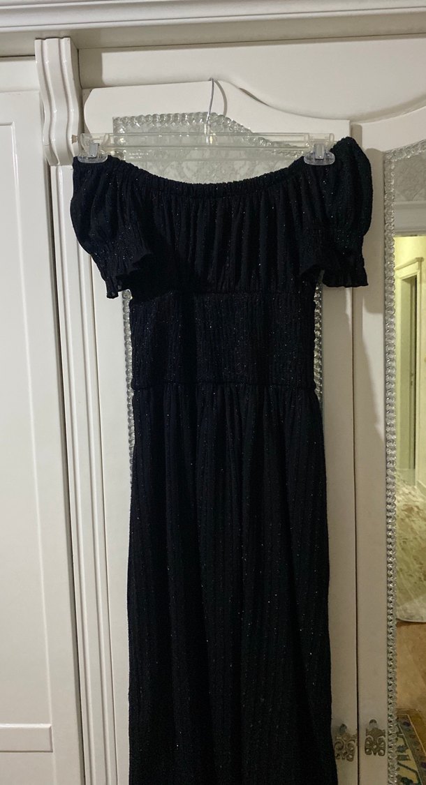 Siyah Uzun Pilili Kadın Elbise - Görsel 3